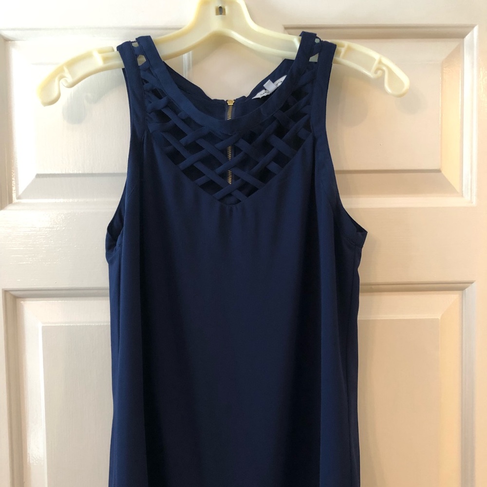 Navy blouse with back zipper. NWOT
